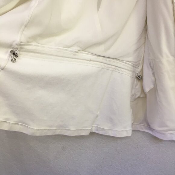 Lululemon Sunshine Salutation Jacket  Womens 6 White Stretch Zip Up Front Pocket - Picture 6 of 16